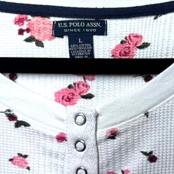 US POLO ASSN WOMENS HENLEY SNAP FRONT ROSE SWEAT SHIRT SZ L - Picture 3 of 6